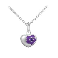 12-18 Inches Silver Simulated Birthstone Flower Heart Children And Teen Girls Necklace