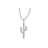 Indi Gold & Diamond Accent Cactus Pendant Necklace for Women's 1.00Ct Round Cut Created White Diamond 925 Sterling Silver 14k White Gold Finish
