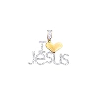 10K Yellow Gold Diamond I Love Jesus Pendant for Men and Women | 1.7 x 1.3 inch Genuine Authentic Round Cut Real Diamonds Necklace Chain Men's Lion Charm Pendant 0.84 Ct (I2-I3 Clarity; G-H Color) | Custom Jewelry