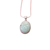 925 Sterling Silver Oval Gemstone Blue Amazonite Pendant Necklace Gift Jewelry
