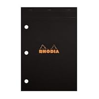 Rhodia Staplebound Black 8.25 X 11.75 Lined with Margin 3 Hole Punched Notepad, Pack of 5