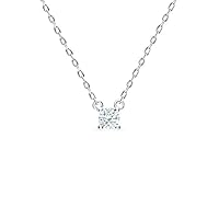 White gold Plated 925 Silver 0.40 ct (J-K Color, I1-I2 Clarity) Lab-Grown Diamond Solitaire Necklace for women.