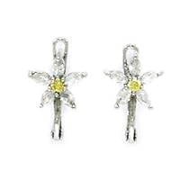 14k White Gold November Yellow 1.5mm CZ Flower Leverback Earrings Measures 12x7mm Jewelry for Women