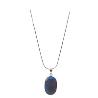 925 Sterling Silver oval blue Onyx Gemstone Pendant Gift Jewelry