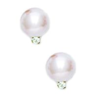 14k Yellow Gold Rosaline 8mm Round Crystal Pearl and CZ Cubic Zirconia Simulated Diamond Earrings Jewelry for Women