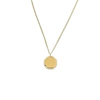18K Gold Plated Stainless Steel Octagon Pendant Necklace