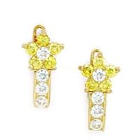 14k Yellow Gold November Yellow CZ Flower Leverback Earrings Measures 13x7mm Jewelry for Women
