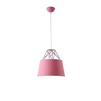 Modern Macaron Chandelier Colorful Uniform Iron Paint Ceiling Lighting Fixture for Restaurant Living Room Bar Cafe Ceiling Pendant Lamp Height Adjustable (Without Bulb) Lovely (Color : Pink)