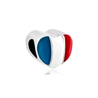 Heart France Charm, France Flag Charm, France Charm Sterling Silver, Gift For Wife, Women, Friends, Family, Compatible To Pandora
