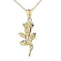 Sparkle Cut Rose Pendant Necklace in Yellow Gold - Gold Purity:: 10K, Pendant/Necklace Option: Pendant With 22