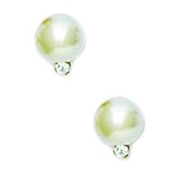 14k Yellow Gold Creamrose 7mm Round Crystal Pearl and CZ Cubic Zirconia Simulated Diamond Earrings Jewelry for Women
