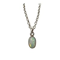 925 Sterling Silver Genuine Oval Ethiopian Fire Opal Gemstone Pendant With Chain