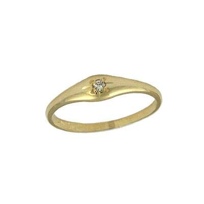 Child Jewelry - 10K Yellow Gold Size 4 Diamond Ring For Girls