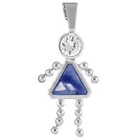 Birthstone Girl Charm Sterling Silver with Bail September