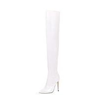 Ladies Slim High Over The Knee Boots Women's Elastic Thigh Spring and Autumn Boots Shoes Beautiful Legs High Heels Over The Knee Boots Thin Legs Thin Lacquer