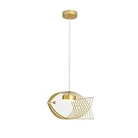 Simple LED Modern Pendant Light Dimmable Indoor Small Fish Shape Design Dining Table Chandelier Metal Living Room Bedroom Hanging Lamp Hotel Study Room Kitchen Bedside Acrylic Ceiling Lighting