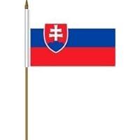 Slovakia Large 12 X 18 Inch Country Stick Flag Banner on a 2 Foot Wooden Stick .. Polyester ... New