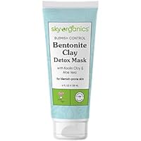 Sky Organics Blemish Control Bentonite Clay Detox Mask for Face to Detoxify, Cleanse & Soothe Skin, Removes Toxins, Impurities and Exceess Oil to Support a Clearer-Looking Balanced Skin, 4 fl. Oz