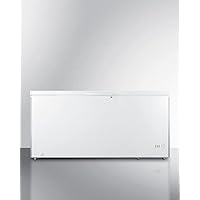 Summit Commercially listed 17.2 cu.ft. manual defrost chest freezer in white with stainless steel corner guards and lock