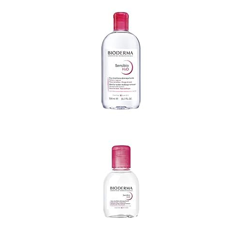 Bundle of Bioderma - Sensibio - H2O Micellar Water - Makeup Remover Cleanser - Face Cleanser for Sensitive Skin- Comes in 500 ml and 100ml Traveller's size