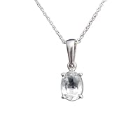 925 Sterling Silver Natural White Topaz Oval Shape Gemstone Pendant With Chain, 925 Stamp Jewelry | Gifts For Women And Girls