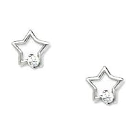14k White Gold CZ Cubic Zirconia Simulated Diamond Small Star Screw Back Earrings Measures 7x7mm Jewelry for Women