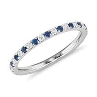 K Gallery 1.50 Ctw Round Cut Sapphire And White Diamond Wedding Engagement Band Ring 14K White Gold Finish