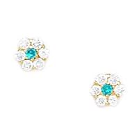 14k Yellow Gold December Blue CZ Medium Flower Screw Back Earrings Measures 5x5mm Jewelry for Women
