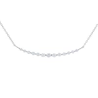 0.75 CT Round Created Diamond Curved Bar Pendant Necklace 14K White Gold Finish