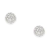 14k White Gold CZ Cubic Zirconia Simulated Diamond Small Crystal Ball Screw Back Earrings Measures 5x5mm Jewelry for Women
