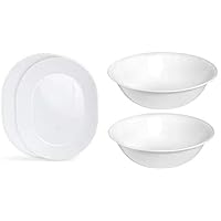 Corelle 12-1/4-Inch Serving Platter, Winter Frost White - 2-Pack with 2-Quart Serving Bowl, Winter Frost White 2PK - Bundle Set of 4