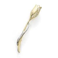 14k Two Tone Gold Single Flower Pin Jewelry Gifts for Women