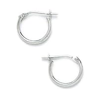 14k White Gold 10mm Round Hoop Earrings Jewelry Gifts for Women