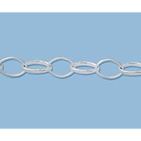 Sterling Silver Oval Cable Chain 11x8mm - 10 Feet