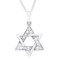 Valentines Day 0.1 Cttw Diamond Star of David Pendant Necklace 14K Gold Plated