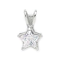14k White Gold 6x6mm CZ Cubic Zirconia Simulated Diamond Star Pendant Necklace Measures 13x8mm Jewelry for Women