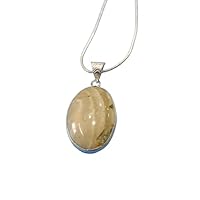 925 Sterling Silver Natural Oval Jasper Gemstone Pendant With 20Inch Chain