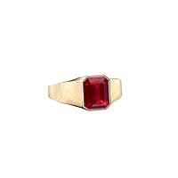 2.5 CT Emerald Cut Ruby Engagement Ring 14K Ruby Gemstone Signet Wedding Ring Unisex Signet Ring Emerald Cut Men Ring Red Ruby Ring Gift For Him