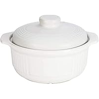 Ceramic Casserole Earthen Pot Casserole Dishes with Lids Casserole Dish - Cooking Pot - Delicious Upgrade, No Fading and No Aging 2L 3L White
