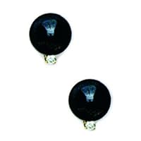 14k Yellow Gold Black 8mm Round Crystal Pearl and CZ Cubic Zirconia Simulated Diamond Earrings Jewelry for Women