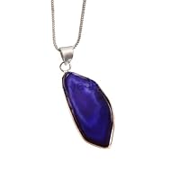925 Sterling Silver Natural Agate Gemstone Simple Pendant Necklace Handmade Jewelry
