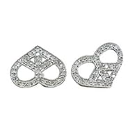 1.80Ct Round Cut VVS1/D Diamond Heart Shape Stud Earrings 14K White Gold Plated