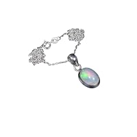 Ethiopian Fire Oval Opal Gemstone Pendant 925 Sterling Silver Handmade Jewelry