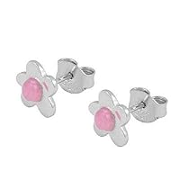 Girls Jewelry - Sterling Silver Resin Flower Post Earrings