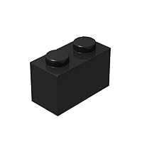 Classic Brick Block Bulk, Black Bricks 1x2, Building Bricks Flat 100 Piece, Compatible with Lego Parts and Pieces: 1x2 Black Bricks(Color:Black)
