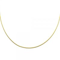 14K Gold 1mm Sparkle Omega Necklace - Length: 17