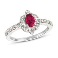 K Gallery 1.50 Ctw Oval Cut Ruby & Diamond Wedding Engagement Band Ring 14K White Gold Finish