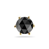 3/4 (0.71-0.80) Cts of 5.40-6.00 mm Round Rose Cut AA Black Diamond Mens Stud Earring in 18K Yellow Gold
