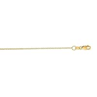 14K Yellow or White 1.1mm Shiny Diamond Cut Rolo Chain Necklace for Pendants and Charms with Lobster-Claw Clasp (16
