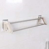 Double Towel Rack Towel Rail 60Cm, Multi-Color Optional Punch-Free Easy to Install Bathroom Kitchen Rack Brown/Brown